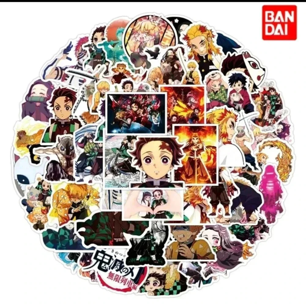 Random 50 piece set Demon Slayer anime manga vinyl sticker decal characters bund